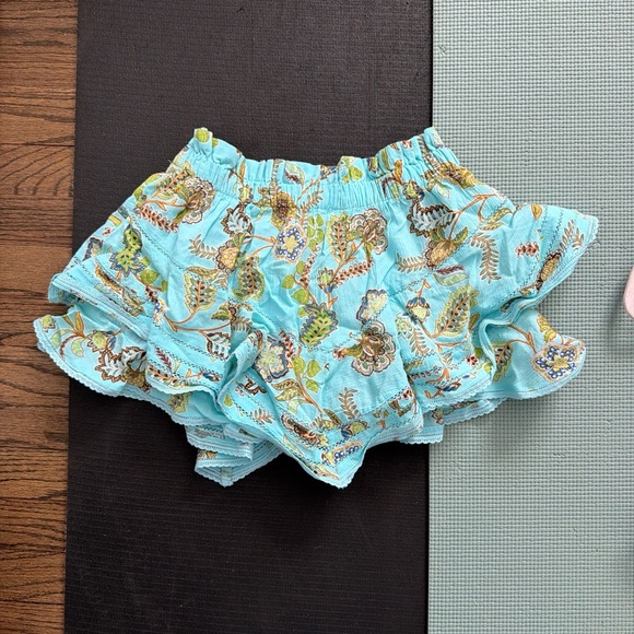 aerie Dresses & Skirts - aerie Light Blue Floral Ruffle Mini Skirt